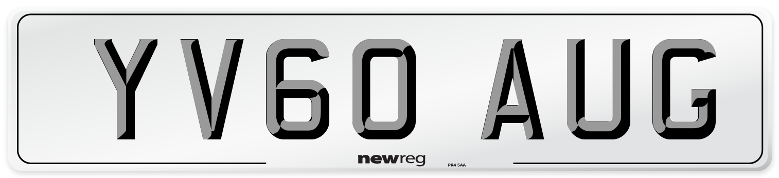 YV60 AUG Number Plate from New Reg